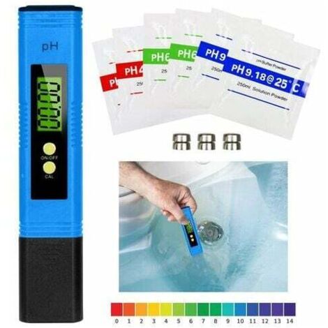 PH Mètre Numérique, Testeur de qualité de l'eau Digital LCD, Plage de Mesure pour 0-14 Ph, 0,01 Ph Précision, pour l'eau Potable, Aquariums, hydroponie, Piscines, Bleu-Fei Yu (1/4)