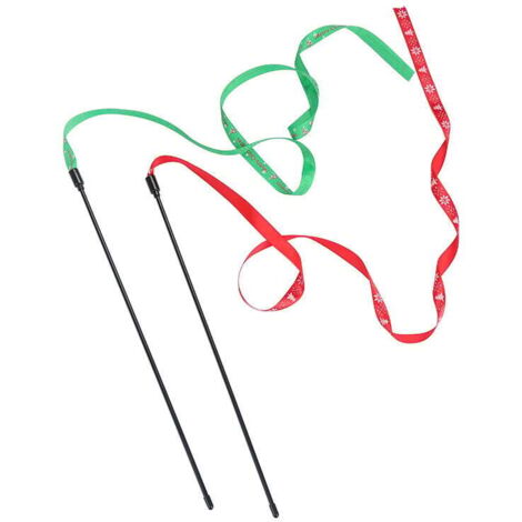 Jouet baguette pour chaton de Noël avec ruban rouge vif ou vert