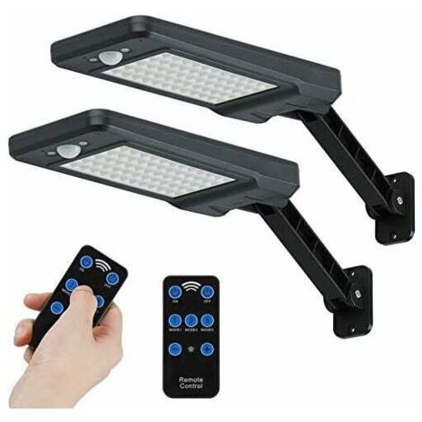 60 LED Lampes Solaires Extérieur Etanche IP65, Applique Murale Led Telecommande, Lampe de Sécurité Solaire Sans Fil pour Jardin, Garage, Cour, Escalier, Patio, 2 Packs-Fei Yu (1/4)