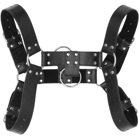 UYEE Rock – ceinture en cuir PU pour hommes et femmes, sangle de harnais de Style Y2K, chaîne de poitrine d'épaule Sexy avec anneau en métal pour accessoires de Costume