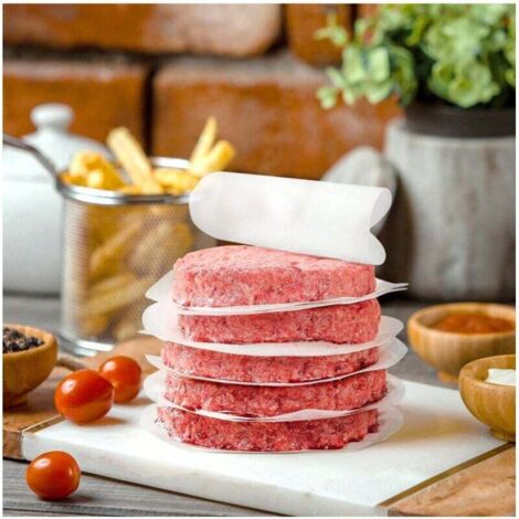 200 feuilles de disques antiadhésifs pour four pour hamburgers, cheeseburgers, boulettes de viande, poêles à frire, grillades (1/4)