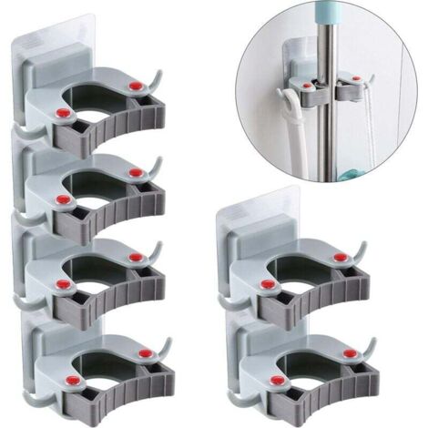 Porte Balai Adhesive Balai Crochet Mur Monté Mop et Suppor Pour Placard Rateaux Jardin Rangement De Garage 6 pièces-Fei Yu (1/4)