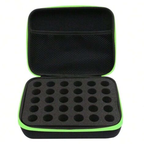 Le fourre-tout pour huiles essentielles peut contenir 30 grilles pour organisateur de bouteilles à roulettes de 1 à 3 ml, étui rigide pour la maison, les voyages et les présentations (vert) (1/4)