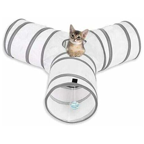 Tunnel Chat Jeu Chat,Tunnel Lapin Pet Tunnel 3 Way Crinkle Tunnel Tube Pliable Jouet pour Les Chats Lapins, Chiens, Animaux de Compagnie-Fei Yu (1/4)