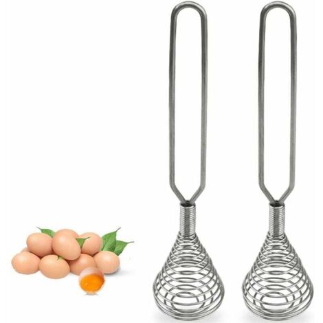 Fouet à oœufs en Acier Inoxydable pour mélanger les oœufs Lait sauces presse Fouet Fouet MéLangeur Batteur à Oœufs MéLangeur Fouet Rotatif MéLanges Ustensiles de cuisine 2 Pièces-Fei Yu (1/4)