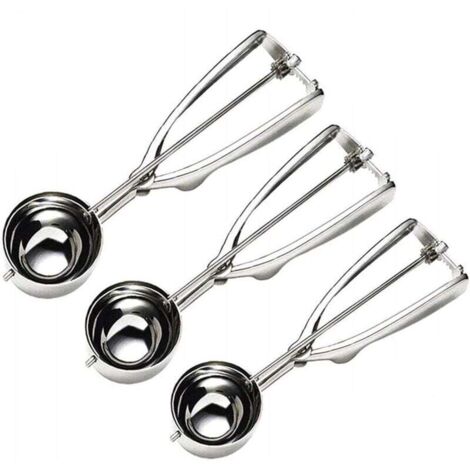 Cuillère à Glace - 3 Pcs Boules Cuillère à Crème Glacée Réutilisable Ice Cream Scoop en Acier 304 Inoxydable avec Renforcer Cuillères Sphériques pour Cookies Servir Glace Sorbets-Fei Yu (1/4)