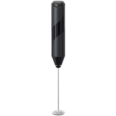 Mousseur à lait électrique sans fil en acier inoxydable noir - Multifonctionnel pour cappuccino, crème et vinaigrette - Mousseur rapide - 22 x 2,4 x 2,7 cm