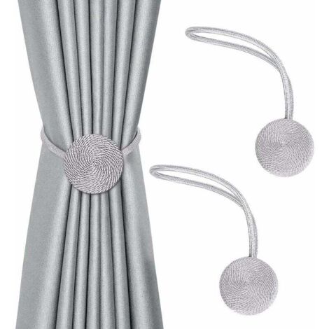 Lot de 2 embrasses magnétiques pour rideaux décoratifs, corde de 38.1 cm, supports modernes pour rideaux fins ou transparents (gris)-Fei Yu (1/3)