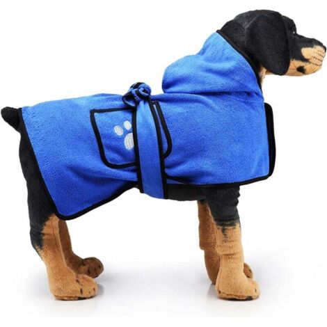 Peignoir pour chien pour petits, moyens et grands chiens, serviette super absorbante pour animaux de compagnie, peignoir pour animaux de compagnie à séchage rapide, serviette de bain pour chien avec c (1/4)