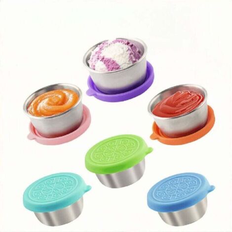 Pot à sauce en acier inoxydable - Récipient à sauce avec couvercle - Pot à sauce étanche - Pot à épices portable - Bol à sauce - Récipient à épices multifonctionnel (1/4)