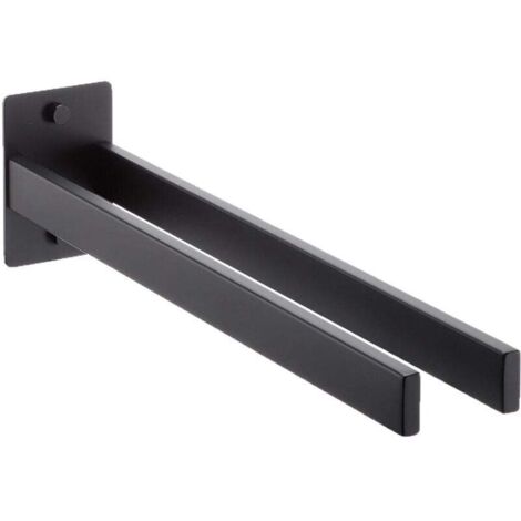 Porte-serviettes double barre en acier inoxydable - Fixation murale - Rangement de salle de bain en acier inoxydable - Design multifonctionnel - Noir (1/4)