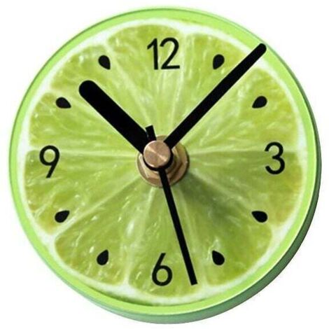 Aimant Réfrigérateur Magnet Frigo Horloge Murale Rond Motif Citron Vert (1/4)