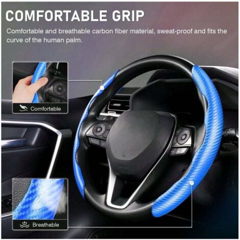 Housse de volant, housse de volant en fibre de carbone, housse de volant de voiture pour homme/femme, antideslizante, agarre cómodo, duradera, universel, 99% accessoires pour l'intérieur de la voiture (1/4)