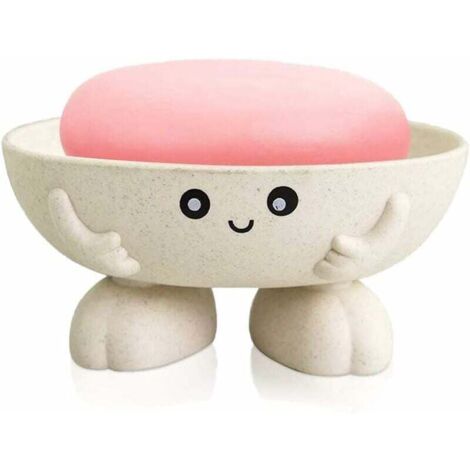 Porte-savon mignon porte-savon pour enfants créatif beau bar plateau de savon comptoir pour douche salle de bain cuisine plan de travail (beige)-Fei Yu (1/4)