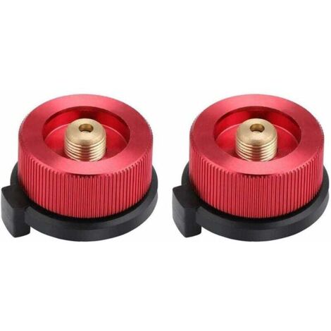 Connecteur de Réchaud de Camping, 2 pièces Adaptateur de gaz Camping, Adaptateur de Boîteille de gaz, Connecteur de Poêle pour Réchaud de Camping Brûleur Poêle (Rouge)-Fei Yu