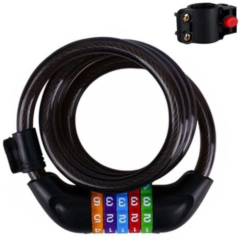 Antivol pour vélo, câble antivol pour vélo avec combinaison de sécurité réinitialisable enroulée de 1,2 m (1/3)