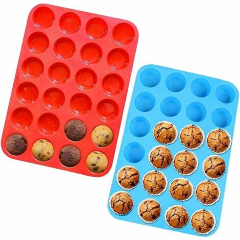 Moule en SiliCône Rond Mini Moule en SiliCône Revêtement Antiadhésif Moule Antiadhésif Vaisselle Moule en SiliCône Muffin Gateau Au Chocolat Cupcake Cupcake Jelly Ustensiles De Cuisine Bleu-Fei Yu