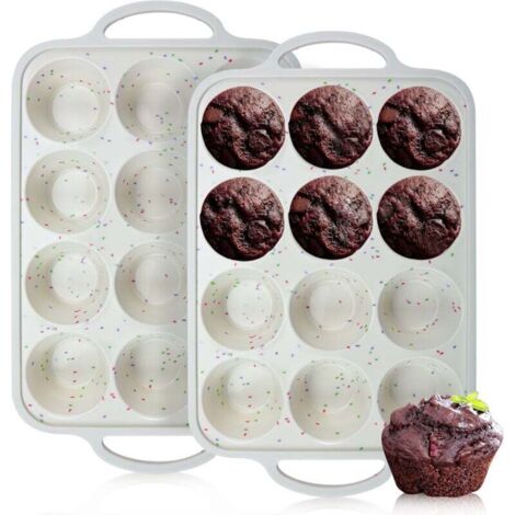 Moule à gâteau en silicone - Lot de 2 - Blanc - 22,9 x 37,5 x 3,45 cm (1/4)