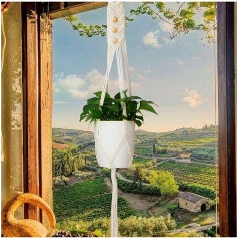 Lot De 6 Pots De Fleurs En Macramé En Coton Pour Décoration