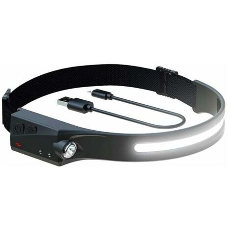 Lampe frontale à LED, lampes frontales rechargeables avec éclairage à induction, nouvelle mise à niveau, résistante à la chaleur et à la transpiration, 350 lumens, résistante aux intempéries,