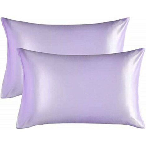 2 taies d'oreiller en satin 50 x 75 cm (violet clair)-Fei Yu