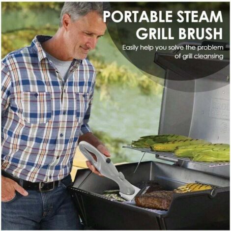 Brosse à vapeur pour gril, brosse à gril, brosse à vapeur pour barbecue, nettoyage en profondeur portable, entretien facile, brosse à vapeur pour barbecue en acier inoxydable pour acier, fonte, cérami