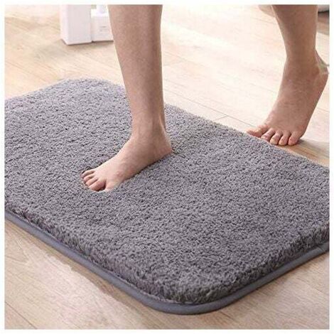 Tapis de Bain Absorbant Antidérapant Extra Epais de Douche pour Salle de Bain Tapis de Sol Chenille Lavable en Machine (Gris, 50x80cm)-Fei Yu (1/4)