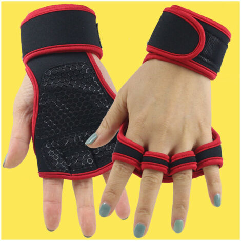 Gants D'Entraînement Uxcell – Haltérophilie – Taille L – Rouges – Néoprène