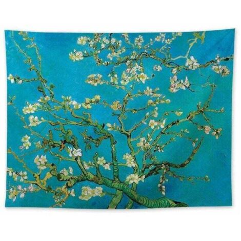 Tapisserie Van Gogh Branches D'Un Amandier En Fleurs Tapisserie Tenture Murale Art Décoration D'Intérieur Pour Salon Chambre Salle De Bain Cuisine Dortoir (1/4)