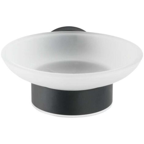 Porte-savon  Bosio Black inox mat 11 cm salle de bain noir porte-savon mural porte-savon noir porte-savon en verre porte-savon design accessoires salle de bain noir porte-savon sans perçage (1/4)