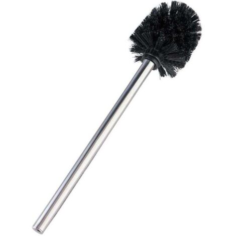 Brosse WC de rechange pour porte-brosse WC avec manche en acier inox brillant, Polypropylène, Ø 8x35 cm noir (1/3)