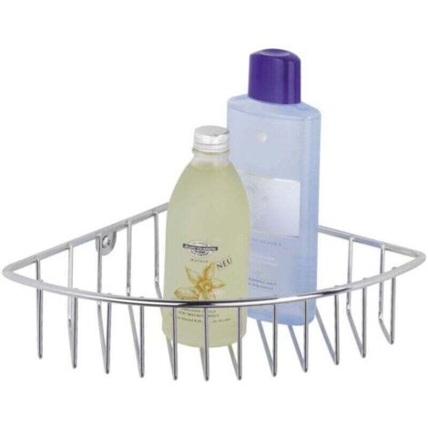 Etagère d'angle douche, étagère angle salle de bain, Genola, Acier, 26x5,5x20 cm, brillant (1/3)