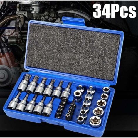 34pcs Externe Torx Innentorx Socket Nuts Jeu de douilles Tool Nuts (1/4)