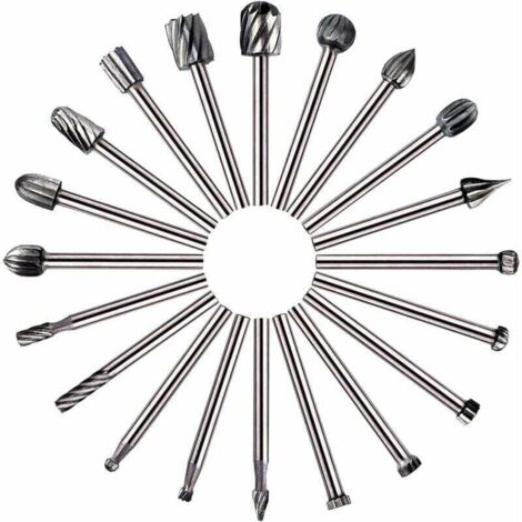 Fraises Rotatives - 20Pcs Embouts de Fraisage HSS Fraise Bois Outil de Routage du Bois avec 3mm Tige pour Dremel/Accessoires Outil Rotatif pour Bricolage Menuiserie, Gravure