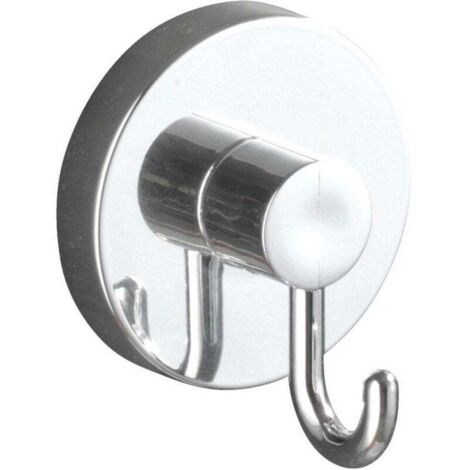 Lot de 2 crochets porte serviettes , Fixation Vaccum-Loc® sans perçage, repositionnable sans trace, Supporte jusqu'à 33kg, 6x6,7x5 cm, Chromé