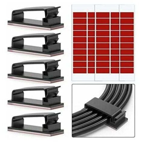 Adhésifs Clips Câble Lot de 50 Clips de Câble Adhésifs 3M pour Câbles Ethernet et Système de Gestion de Câbles pour TV, PC, ordinateur portable, bureau (1/4)