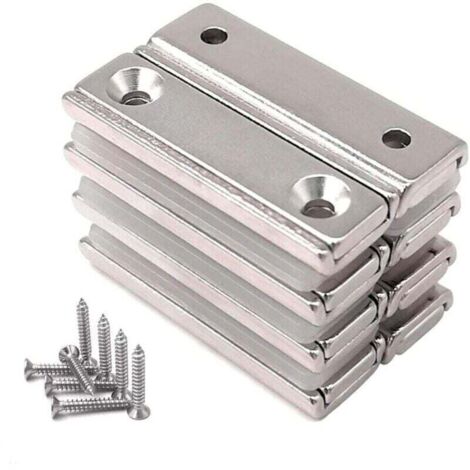 8 aimants rectangulaires 20 KG force 40 x 13,5 x 5 mm, avec contre-alésage et couvercle, aimants en pot ménagers et industriels,