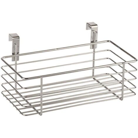 Panier suspendu métal chromé 24x15 cm rangement cuisine petit panier suspendu cuisine panier accroche porte rangement cuisine sans percer panier à suspendre sur porte panier suspendu métal (1/4)