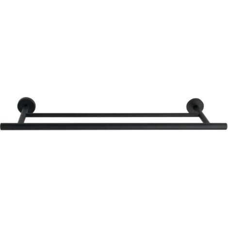 porte-serviettes noir mat 60 cm mural acier inoxydable barre porte-serviettes double design industriel pour salle de bain avec vis et chevilles incluses facile à installer sans percer (1/4)