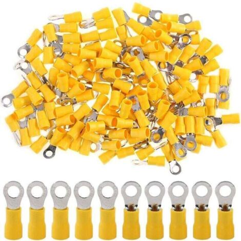Lot de 100 connecteurs à sertir électriques 12-10 AWG (jaune, M5) (1/4)