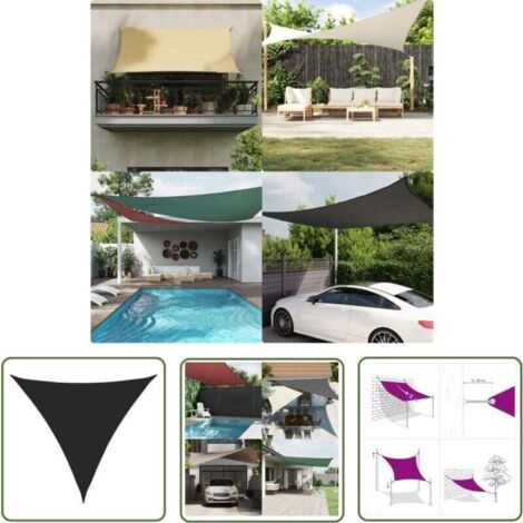 The Living Store Voile de parasol tissu oxford triangulaire 4,5x4,5x4,5 m noir - Parapluie - Voile Solaire - Parasol Extérieur - Protection Solaire - Abri Extérieur (1/4)