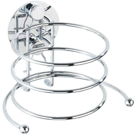Porte sèche cheveux mural, Support sèche cheveux sans perçage Turbo-Loc®, acier, 14x7,5x11,5 cm, brillant