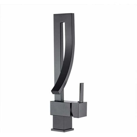 Robinet Lavabo Robinet Salle De Bain, Moderne Design Élégant Laiton Noir Mitigeur Lavabo Pivotant À 360° Eau Chaude Et Froide Disponible, Valve En Céramique (1/4)