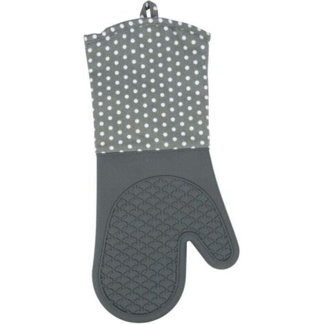 Lot de 2 Gants de cuisine Silicone , Paume en silicone, Nettoyage facile, Manche extra long, Lavable en machine à 30°, 18,5 x 37,5 cm, Gris