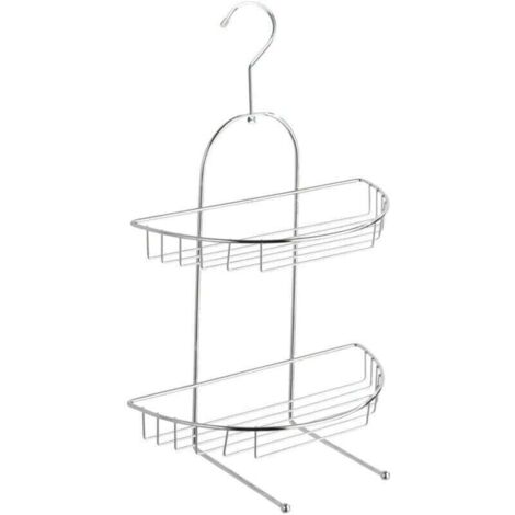 Serviteur de Douche, Etagere Douche à Suspendre Sans Percage, Kuopio, Acier, 28x46x15 cm, Brillant (1/4)