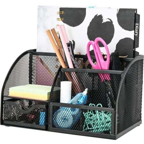 Organisateur de Bureau/Papeterie Organizer/Pot à Stylo/Bureau Ranger/Multifonctions Organisateur (348 Noir) (1/4)