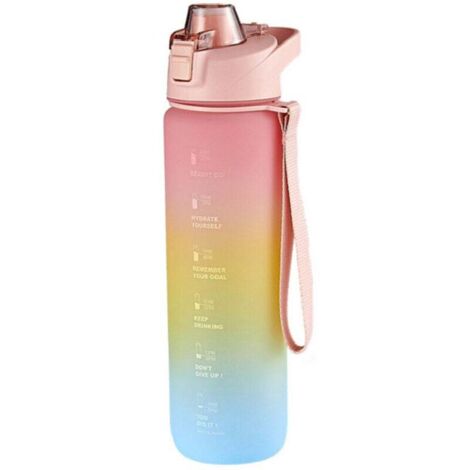 Gourde 1 litre - Gourde avec graduation du temps - Gourde pour gérer son temps - Rose cerisier (1/4)