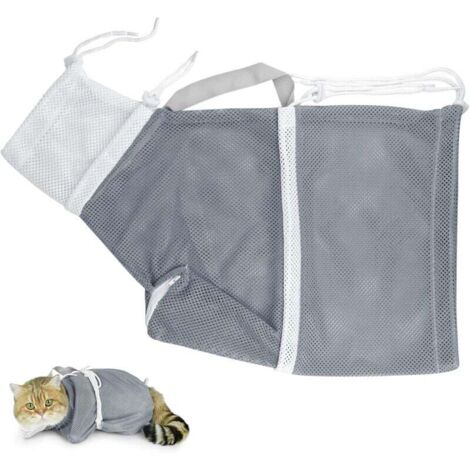 Pet Chat Sac de Toilettage Sac Filet de Bain de Lavage de Chat Sac de Douche pour Cat et Animal de Compagnie Multi-Fonctionnel réglable sac pour Chat pour Le Bain Injection Examen Coupe des Ongles-Fei