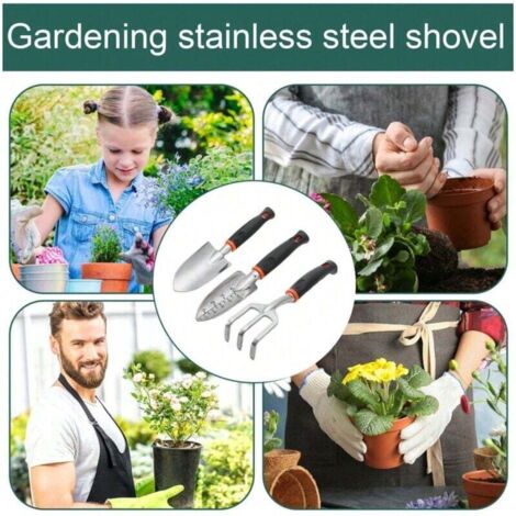 Ensemble de 3 pelles de jardin Truelle, pelle, outils de jardinage, fournitures de jardinage, pelle à sable pour creuser, planter et transporter (1/4)