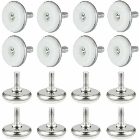 30 PCS Pieds de Meubles Réglables Vis de Régulation Ronde M6 Filetage Pieds de Nivellement Pieds Réglables en Hauteur (Blanc)-Fei Yu (1/4)